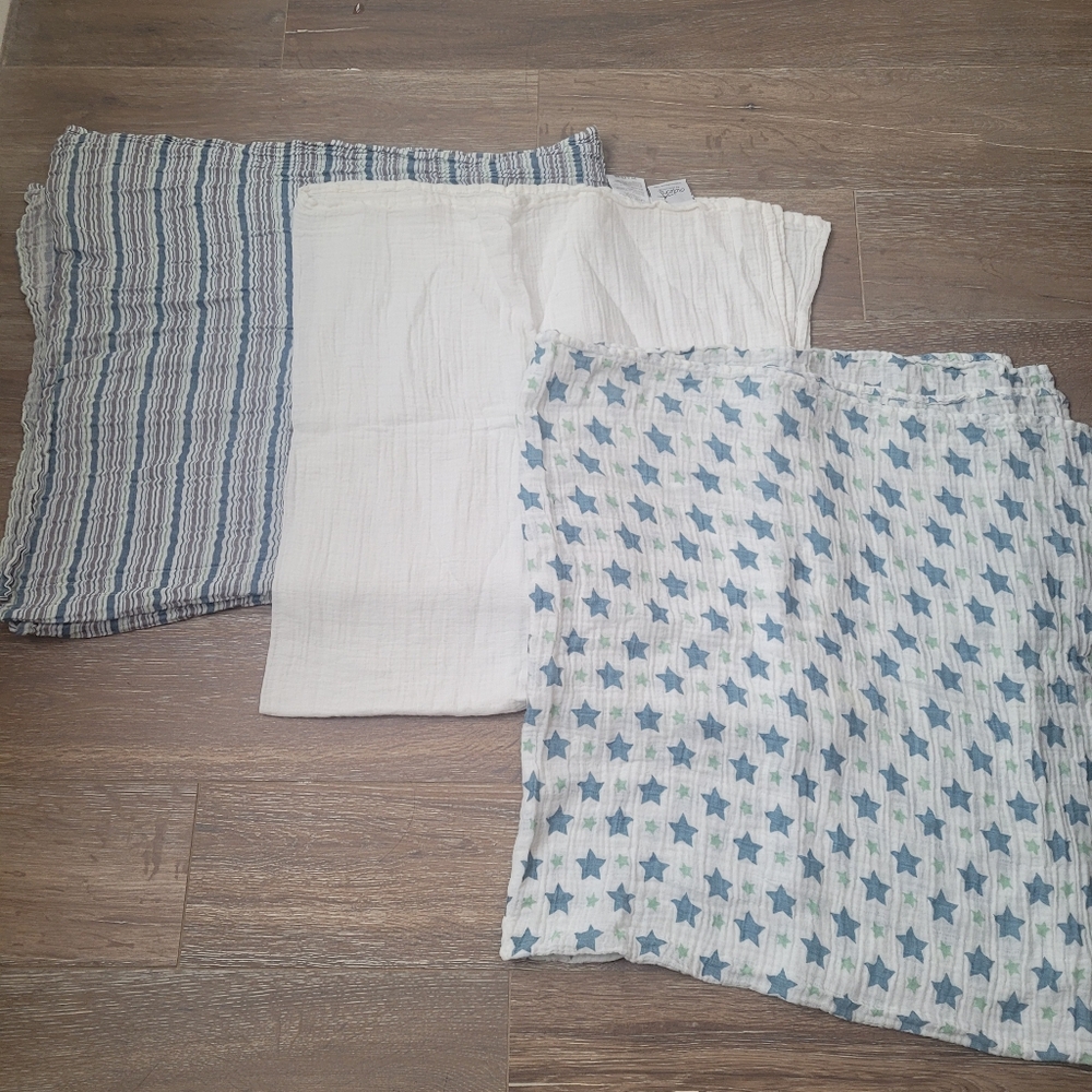 Three Aden & Anais Swaddling Blankets